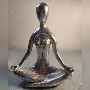 World Market Mandala Elegant Silver Meditation Figurine